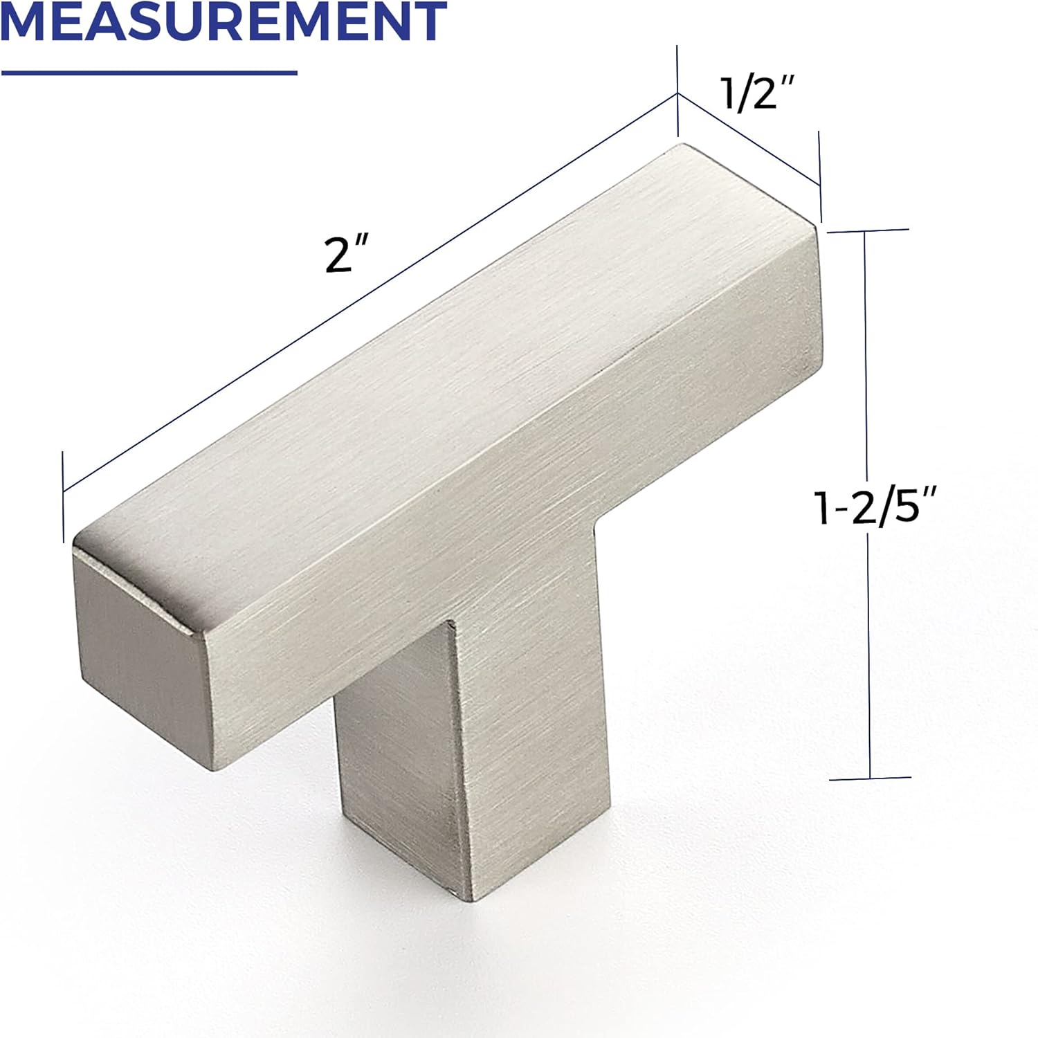 25 Pack Brushed Nickel Cabinet Pulls, 2 Inch Cabinet Door Handles with Single Hole, Square Kitchen Hardware for Doors, Drawers & Cupboards,Silver Stainless Steel Knobs