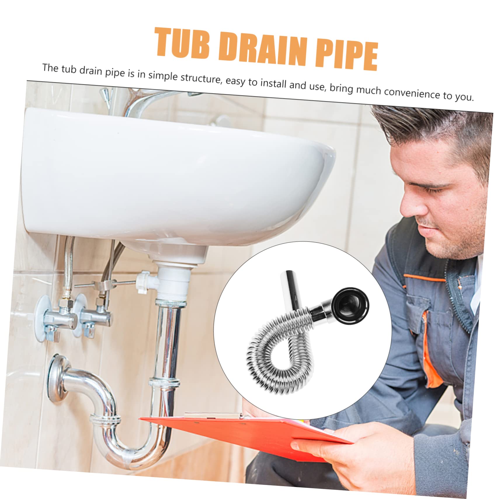 Tofficu Desagüe Flexible para Lavabo Tubo De Desagüe De Bañera Fácil De Instalar