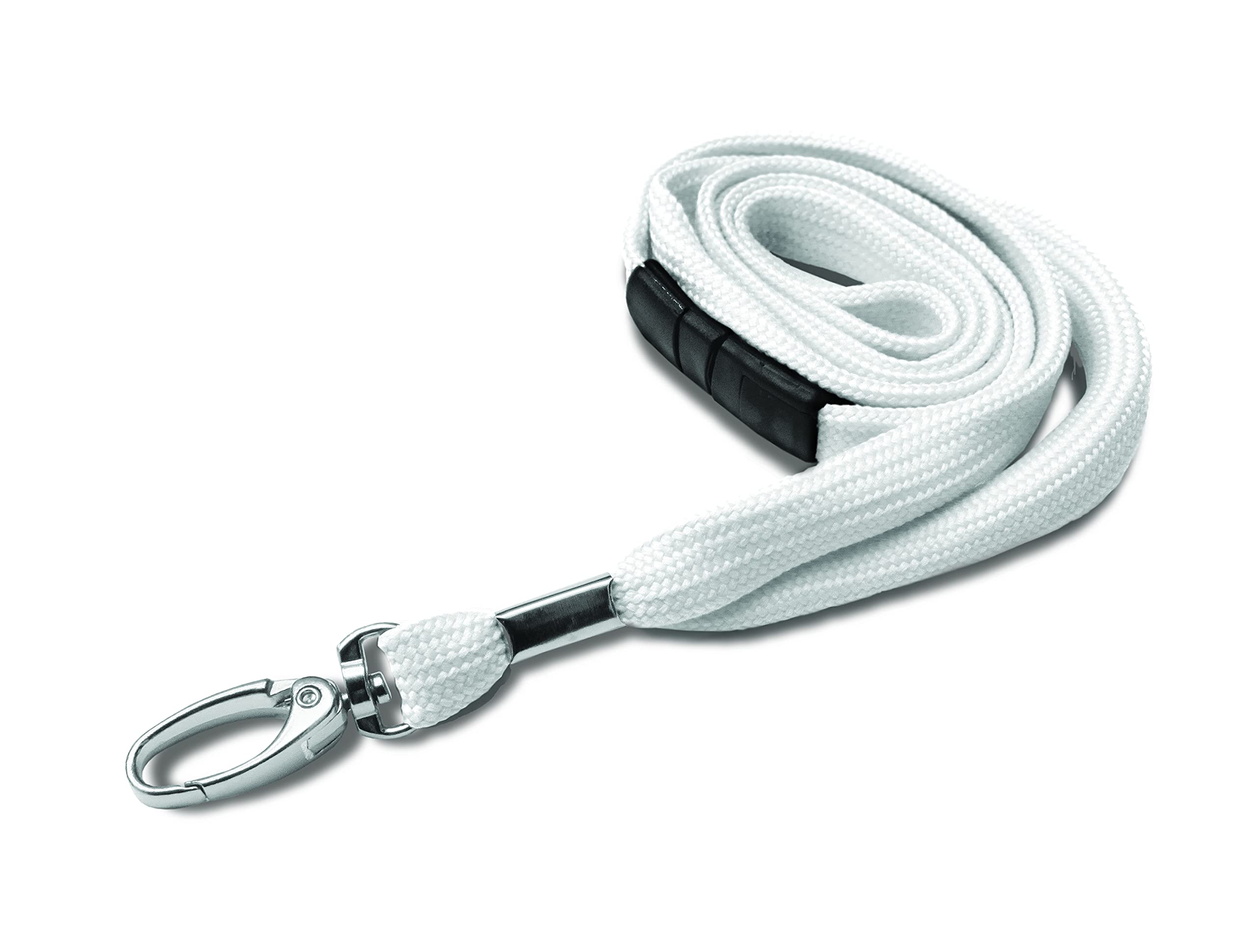 Identity-Plus: Metal Lobster Clip Lanyard Neck Strap with Safety Breakaway - Recycled Material (White, 100 pcs)