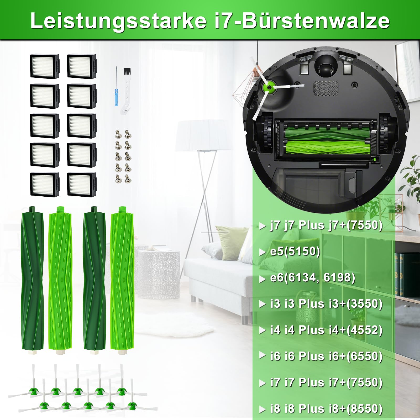 21-teiliges Ersatzteile Set Für IRobot Roomba - Filter, Seitenbürsten & Zubehör Für E, I & J Serie