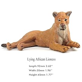 FUNSHOWCASE African Jungle Animals Lying Female Lion Toy Figure Realistic Plastic Figurine Height 1.8-inch