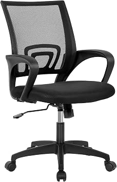 Home Office Chair Ergonomic Desk Chair Mid-Back Mesh Computer Chair Lumbar Support Comfortable Executive Adjustable Rolling Swivel Task Chair with ArmrestsBlack