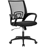 Home Office Chair Ergonomic Desk Chair Mid-Back Mesh Computer Chair Lumbar Support Comfortable Executive Adjustable Rolling Swivel Task Chair with Armrests(Black)