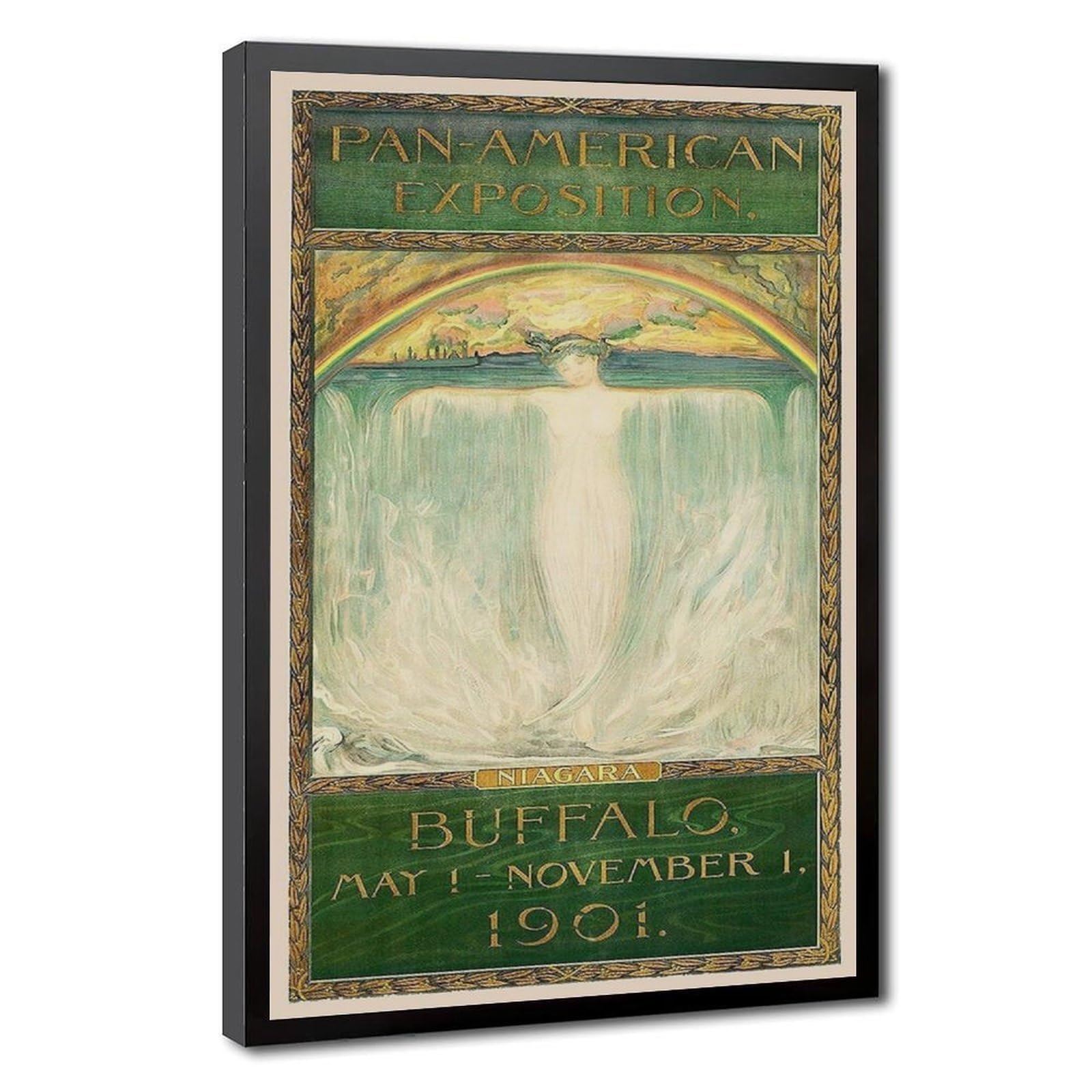 WCYB 1901 Pan America Exposition Buffalo Niagara Falls Vintage Posters Prints Canvas Deco Paintings Wall Art Hangable Frame 16" L X 24" W