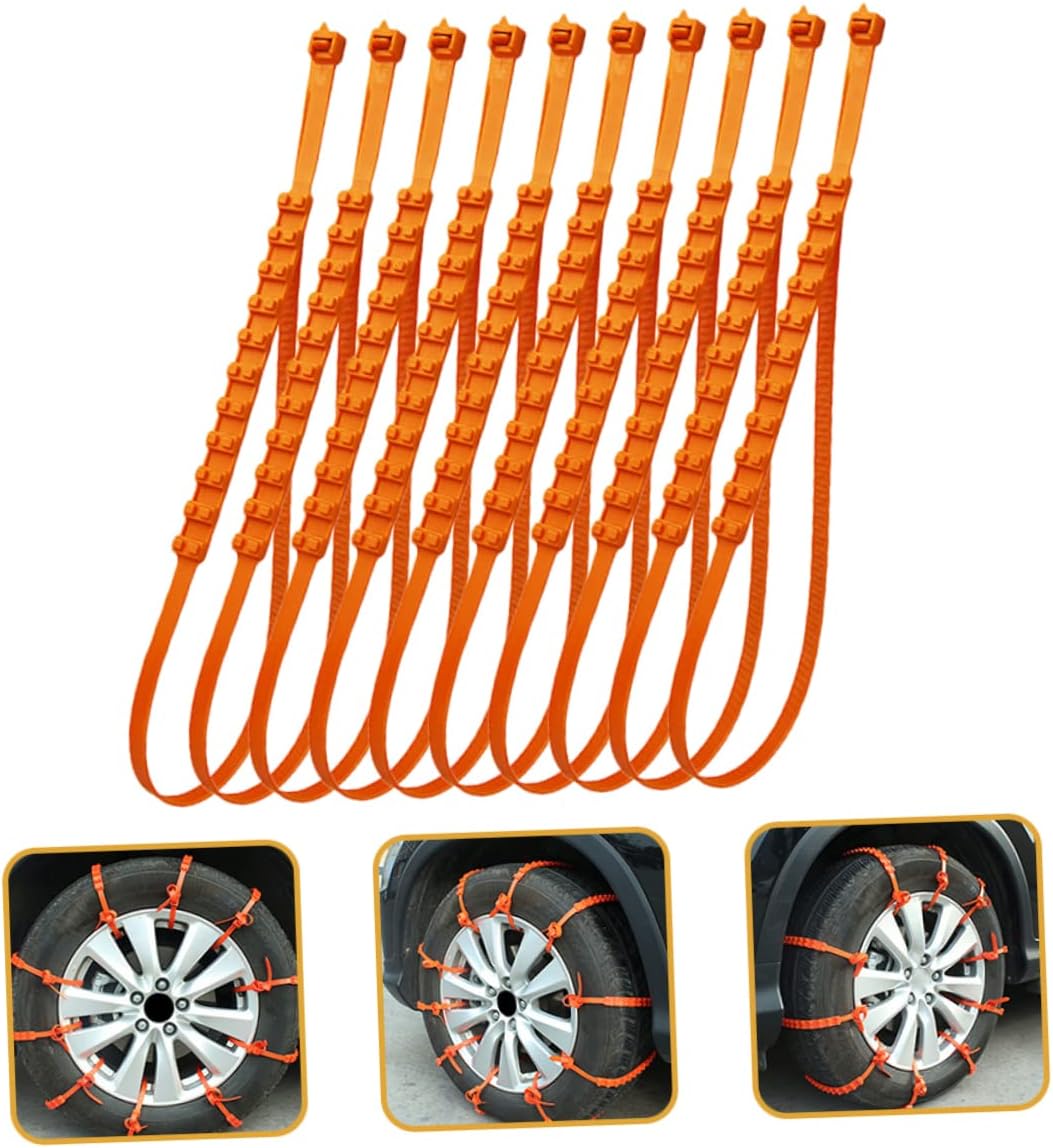 10Pcs Skid Tire Chains for Snow Easy to Install Cable Chains Durable Plastic Emergency Traction for Cars Suvs and Trucks for Winter Driving