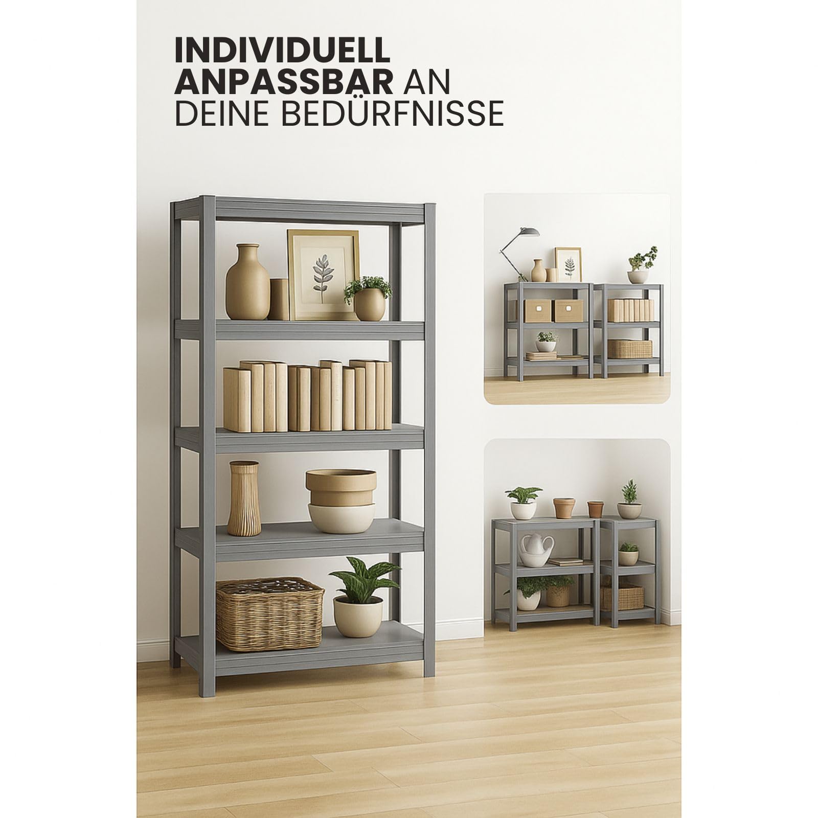Juskys Étagère Charges Lourdes Basic, Lot de 2, 180 x 90 x 40 cm - 5 Niveau á 175 kg, Capacité 875 kg, Étagères de Rangement en Metal pour Garage et Cave - Gris