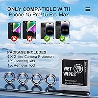 Vista 61 de Misea [3+1] for iPhone 14 Pro/iPhone 14 Pro Max Camera Lens Protector Bling, 9H Tempered Glass Camera Cover Screen Protector Metal Individual Ring