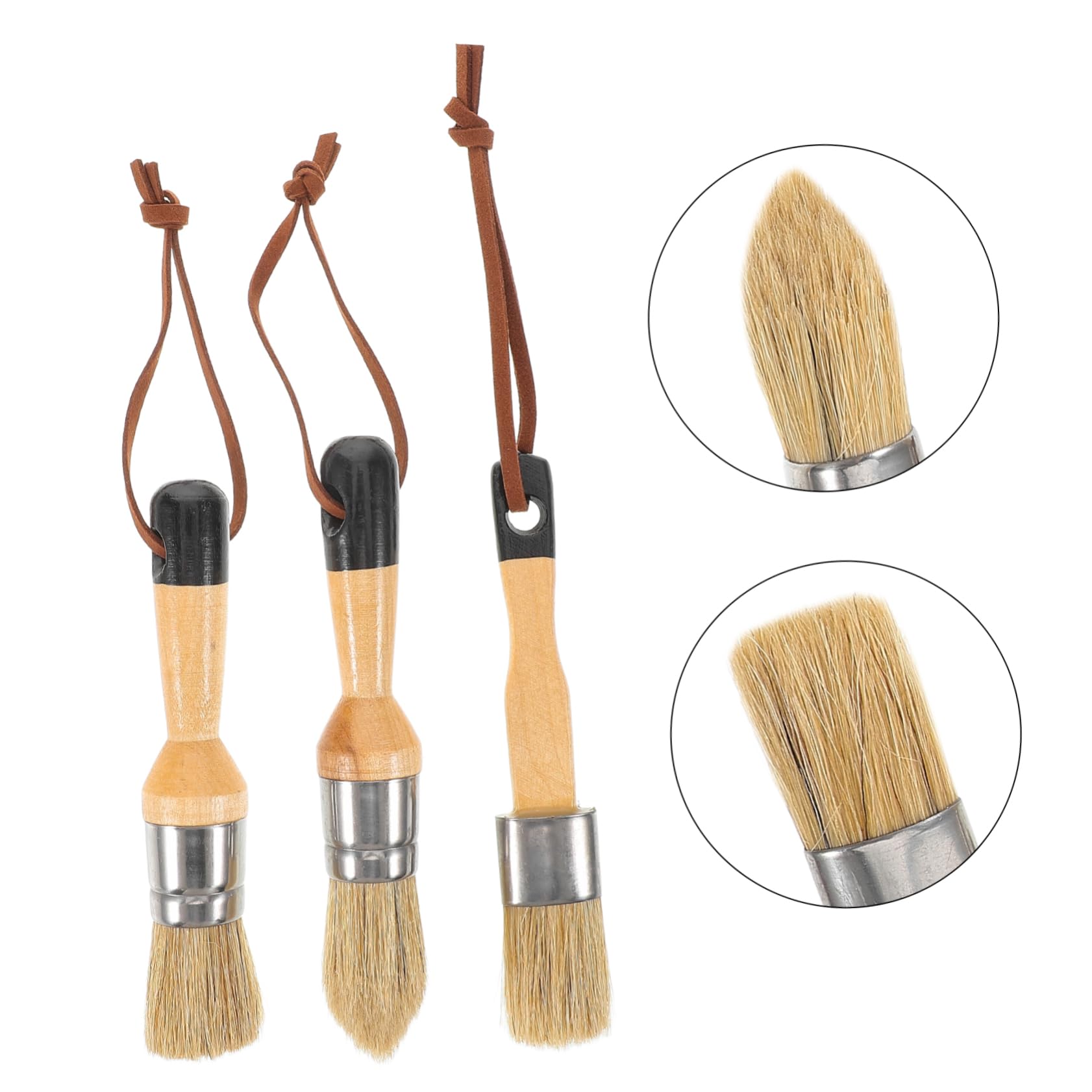 SHINEOFI 2 Series Juego De Pinceles para Muebles Kit Mate Manualidades Pincel Redondo Pinceles para Pintar Tinte Sloan Tiza Oscura Casa Decoración De Interiores Pincel 3 Piezas*2