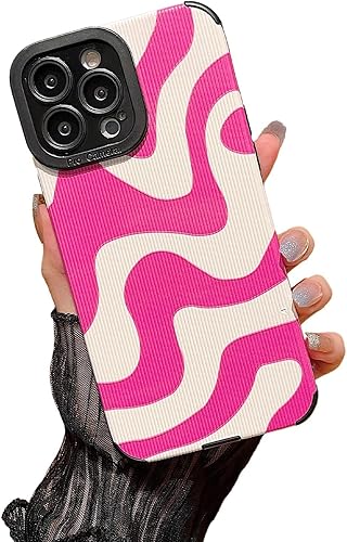 MINSCOSE Funda compatible con iPhone 13 Mini, diseño de patrón de rayas de cebra ondulada, piel sintética suave de silicona fina, funda protectora a