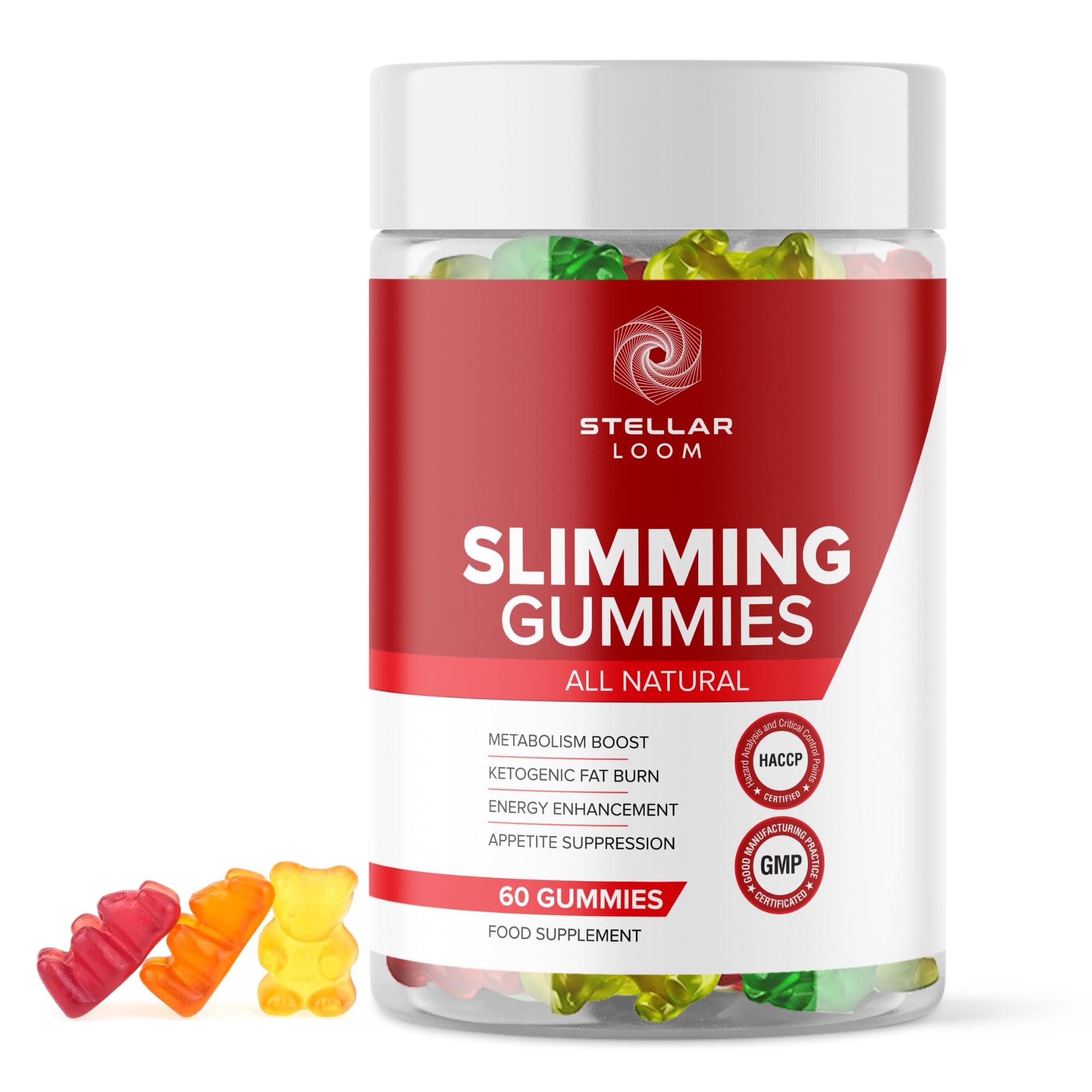 Slimming + ACV Gummies for All Natural Weight Loss | 60 Vegan & Gluten-Free Gummies - 2 Months Supply | Enhanced with Vitamin B12 & Folic Acid