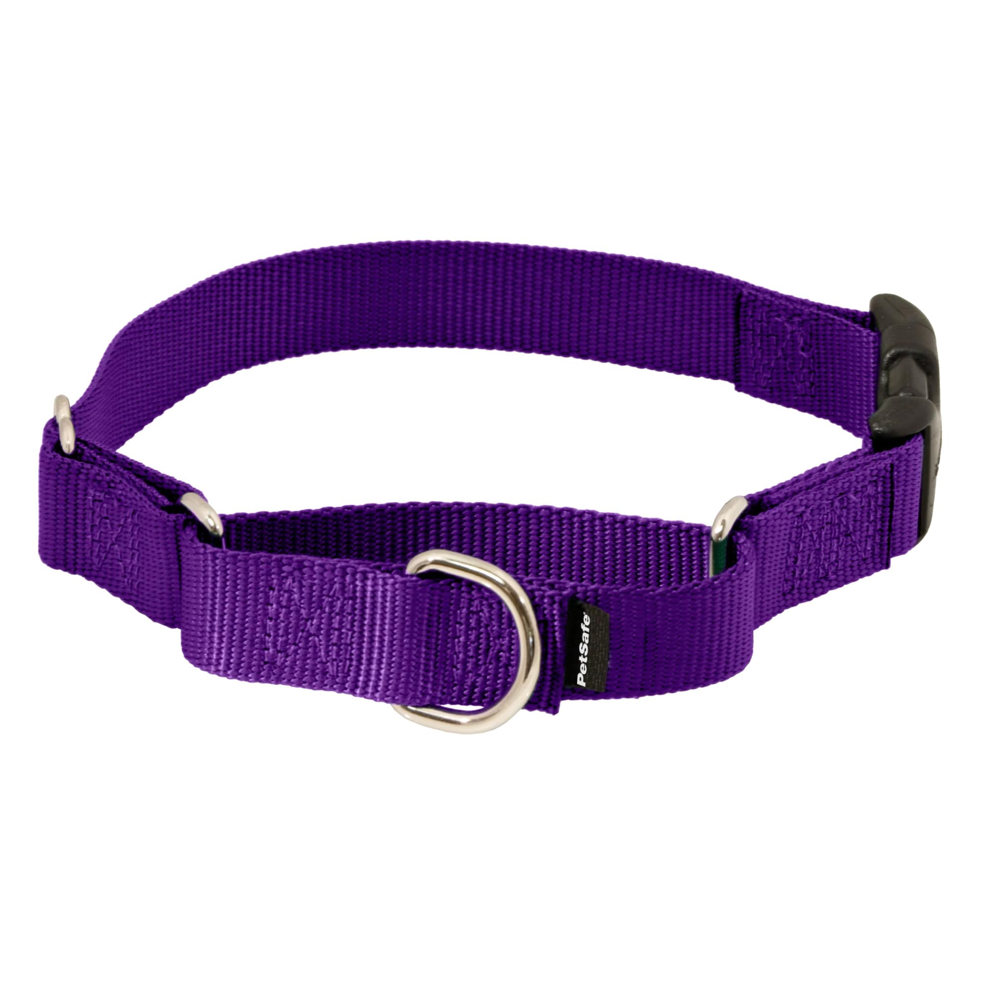 Adjustable Martingale Collar - Improves Leash Manners - Escape Prevention - Gentle Behavior Training - Durable Nylon - Alternative to Choke Collar - Medium 1" - Deep Purple