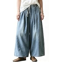 JEGERMIG Womens Wide Leg Baggy Jeans Plus Size Loose Elastic Waist Denim Pants with Deep Pockets Light Blue