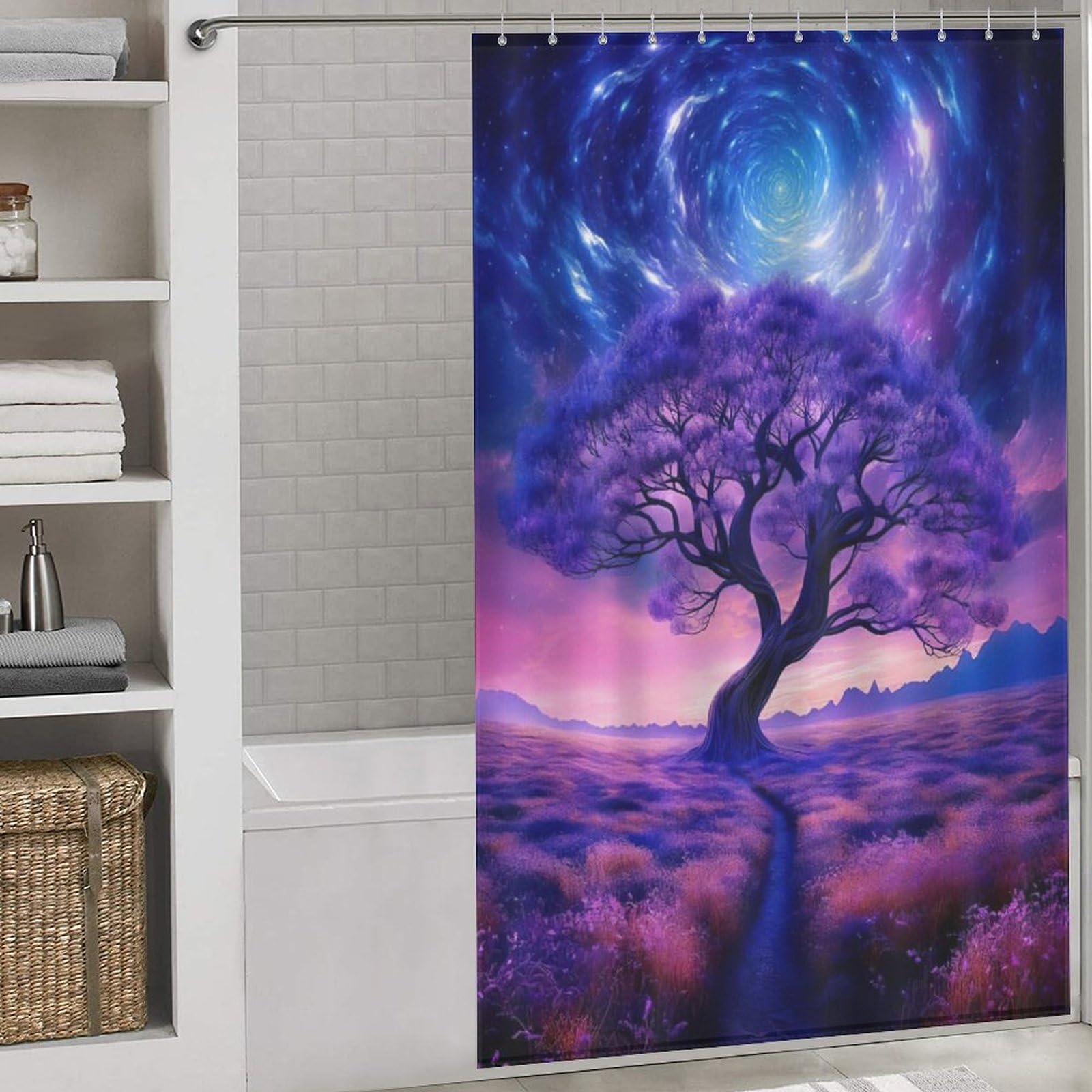 Rideau de douche en tissu polyester arbre de la vie pour créer un espace zen