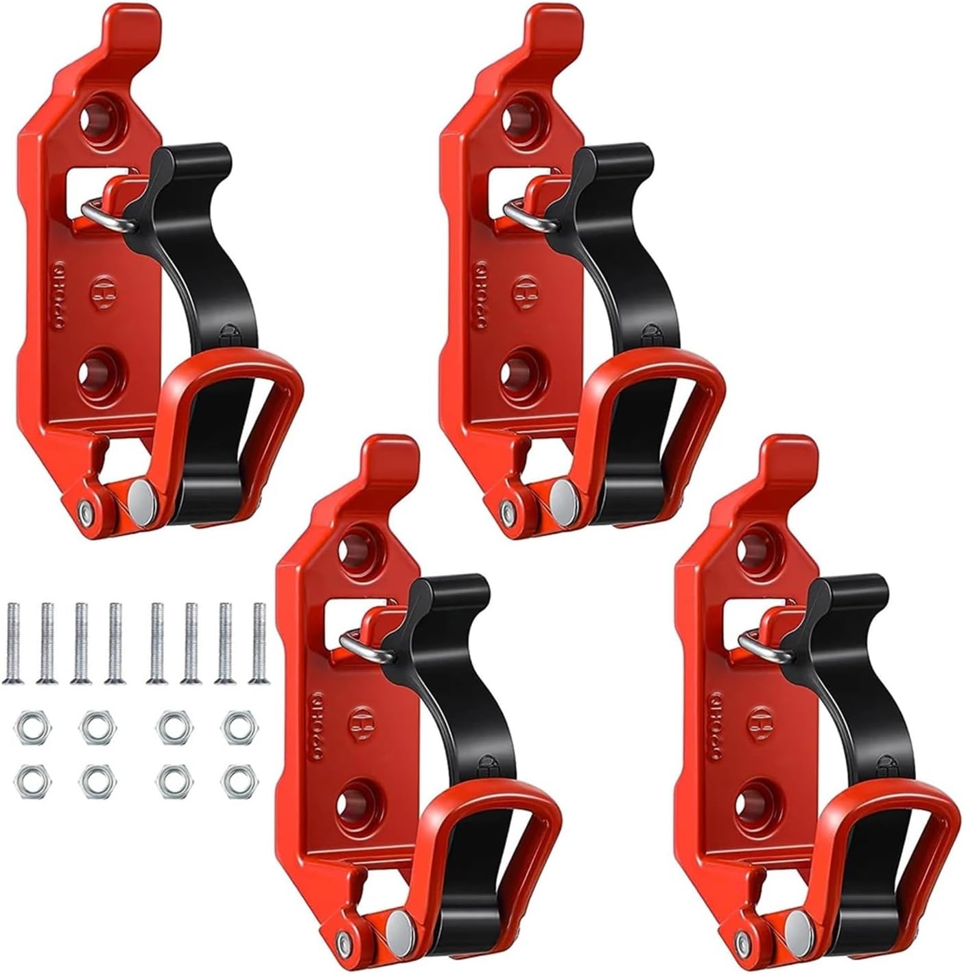 8/4PCS Shovel Holder Clamp Quick Release Metal Rubber Clamps for Car Truck Trailer Roof Rack Hammer Axe Shovel Mounting Bracket(Red 4PCS)
