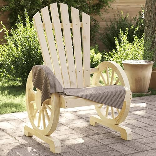 Garden Adirondack Chair Set of 2 Natural Solid Fir Wood Outdoor Patio Furniture with Ergonomic Design and Weather-Resistant Finish for Backyard Deck