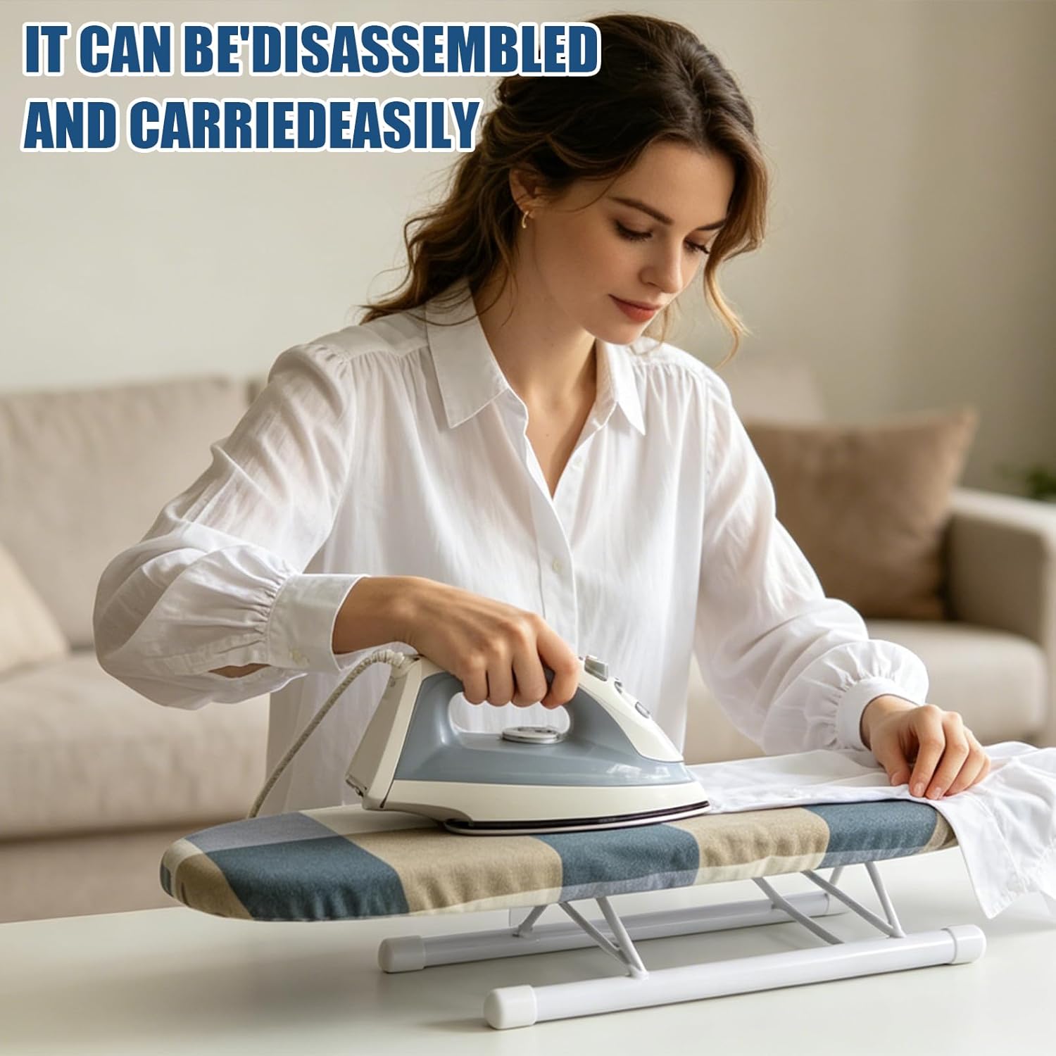 Foldable Tabletop Ironing Board with Iron Rest, Portable Tabletop Ironing Board with Non-Slip Feet, Mini Movable Iron Board for Sleeves Collar Cuff, 24"x15", Checkered Pattern