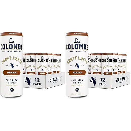 La Colombe Coffee,Mocha Draft Latte,11 fl oz Cans,Coffeehouse Quality Cold Brew,Specialty Grade Coffee Beans,Ready-to-Drink On-the-Go,(Pack of 24)