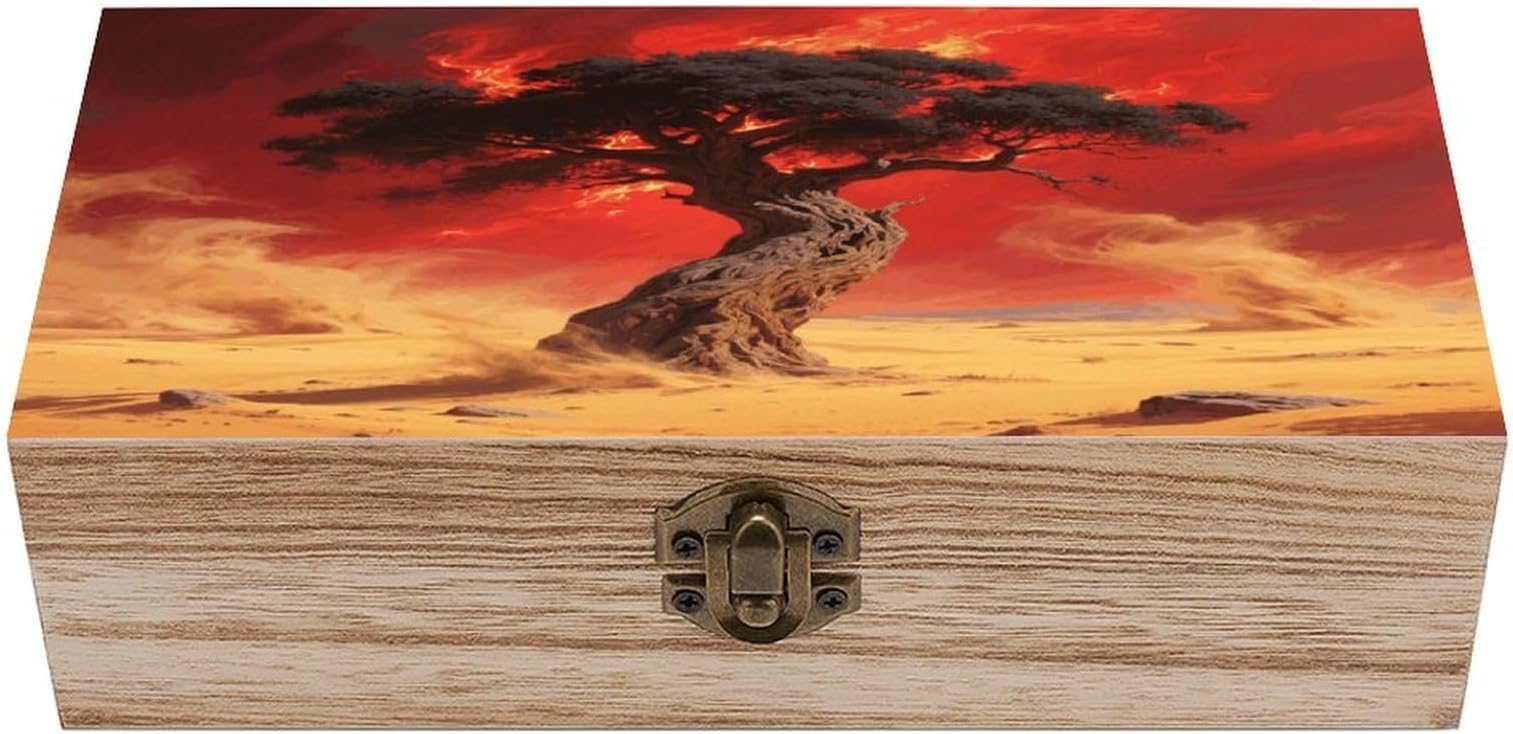 Tree of Life Storage Box Rectangular Wooden Decorative Case Large Capacity Jewelry Boxes with Lock Vintage Keepsake Organizer for Photos Pearl Trinkets Crafts