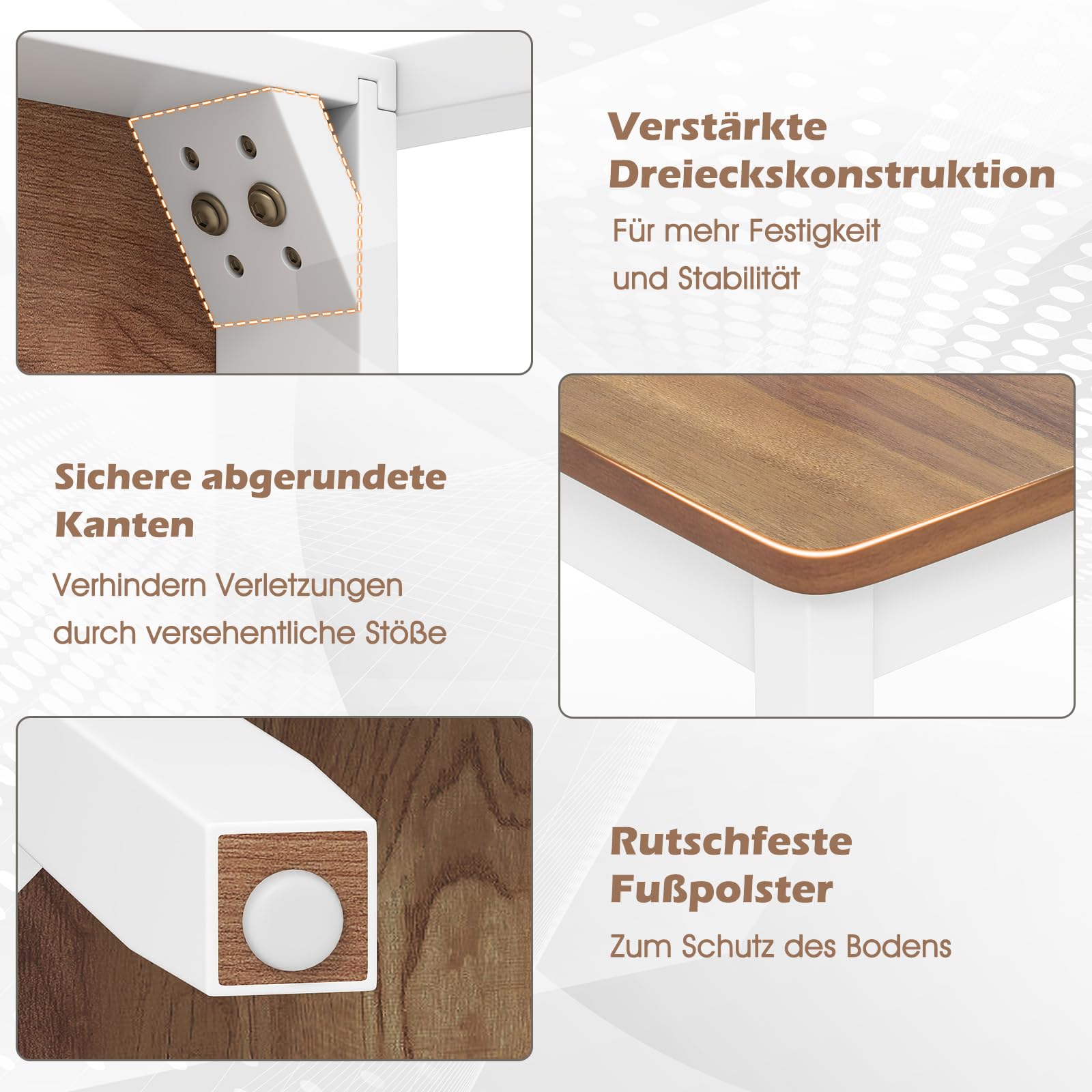 COSTWAY Esszimmerstühle 2er Set, Küchenstühle Holz, Esstisch Stühle, Holzstühle bis 190 kg belastbar, für Esszimmer, Küche (Braun + Weiß)