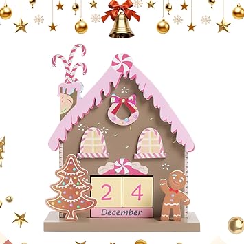 Wooden Christmas Countdown Calendar Gingerbread-themed Tabletop Ornaments