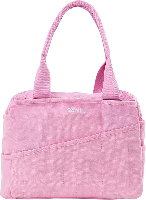 Soolla Studio Bag: Pottery Tool Bag & Craft Storage, Art Supply Organizer, Washable Tote, Knitting Yarn, Crochet Projects, 30 Pockets, 20+ Canvas Colors, Gift for Artists & Teachers (Flirty Flamingo)
