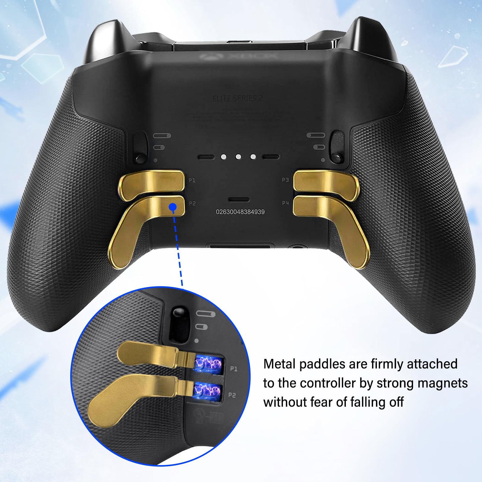 13 in 1 Metal Thumbsticks for Xbox Elite Controller Series 2 Accessories, Replacement Magnetic Buttons Kit Includes 6 Metal Plating Joysticks, 4 Paddles, 2 D-Pads, 1 Adjustment Tool (Chrome Gold)