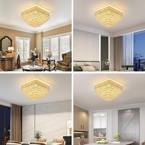 Miniatura 6 de 12 luces de 6 niveles de cristal empotrado cerca del techo, lámpara de araña de cristal K9, lámparas cromadas con forma de gota de lluvia E12 de