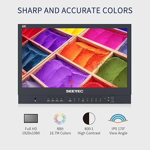 Miniatura 3 de SEETEC Monitor de producción de 15.6 pulgadas ATEM156-CO 4K entradas de salida HDMI Quad Split Display 1920 x 1080 Full HD Transmisión en vivo