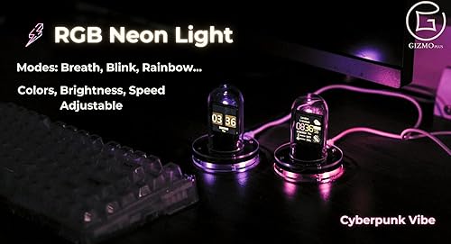 Miniatura 8 de Reloj de tubo Cyberpunk Nixie: WiFi inteligente, pantalla digital RGB, calendario, clima, iluminación personalizable y visualización de imágenes!