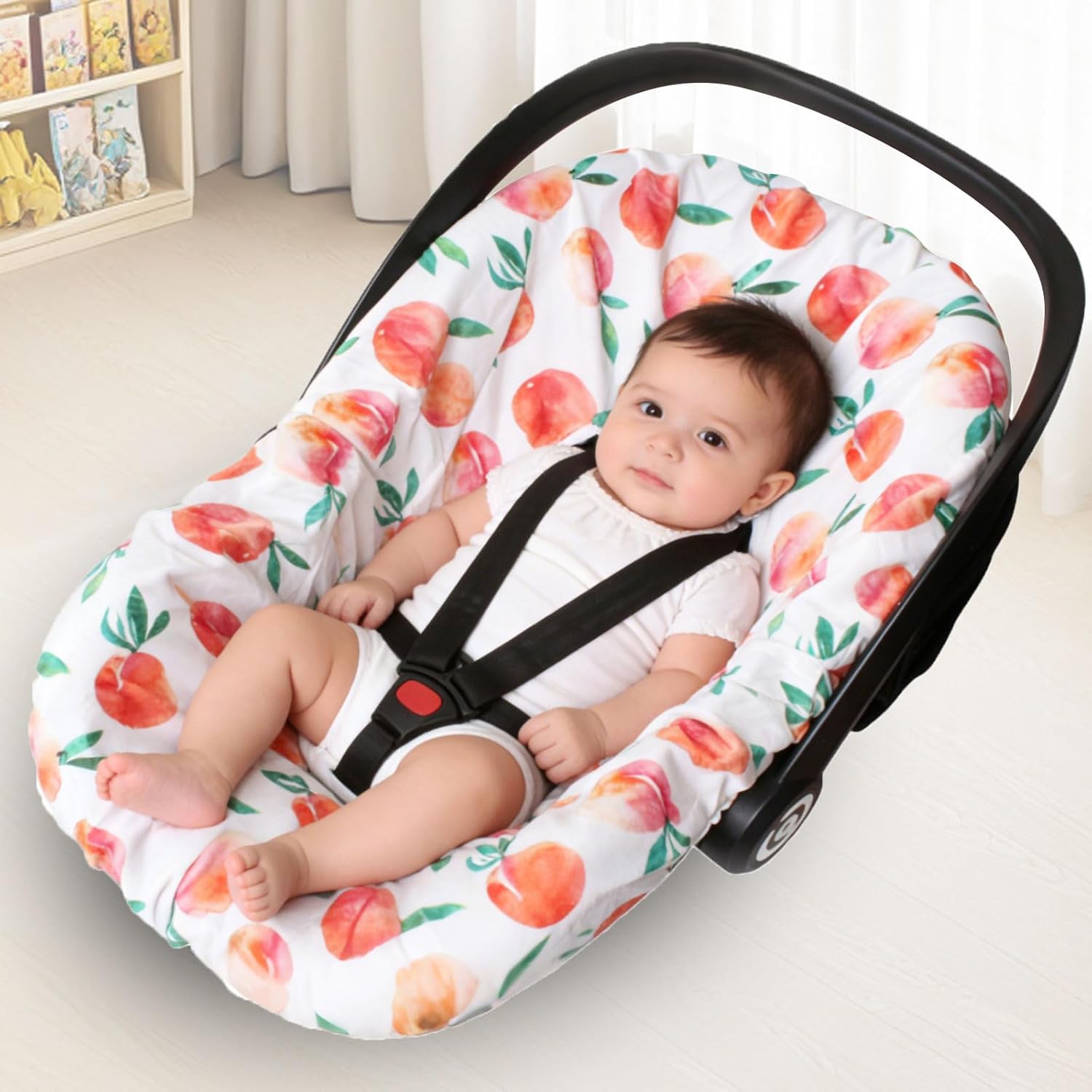 Infant Car Seat Cover Liner, Carseat Cover Liner and Protection for Baby Boys Girls, Soft Comfortable, Machine Washable, Peach