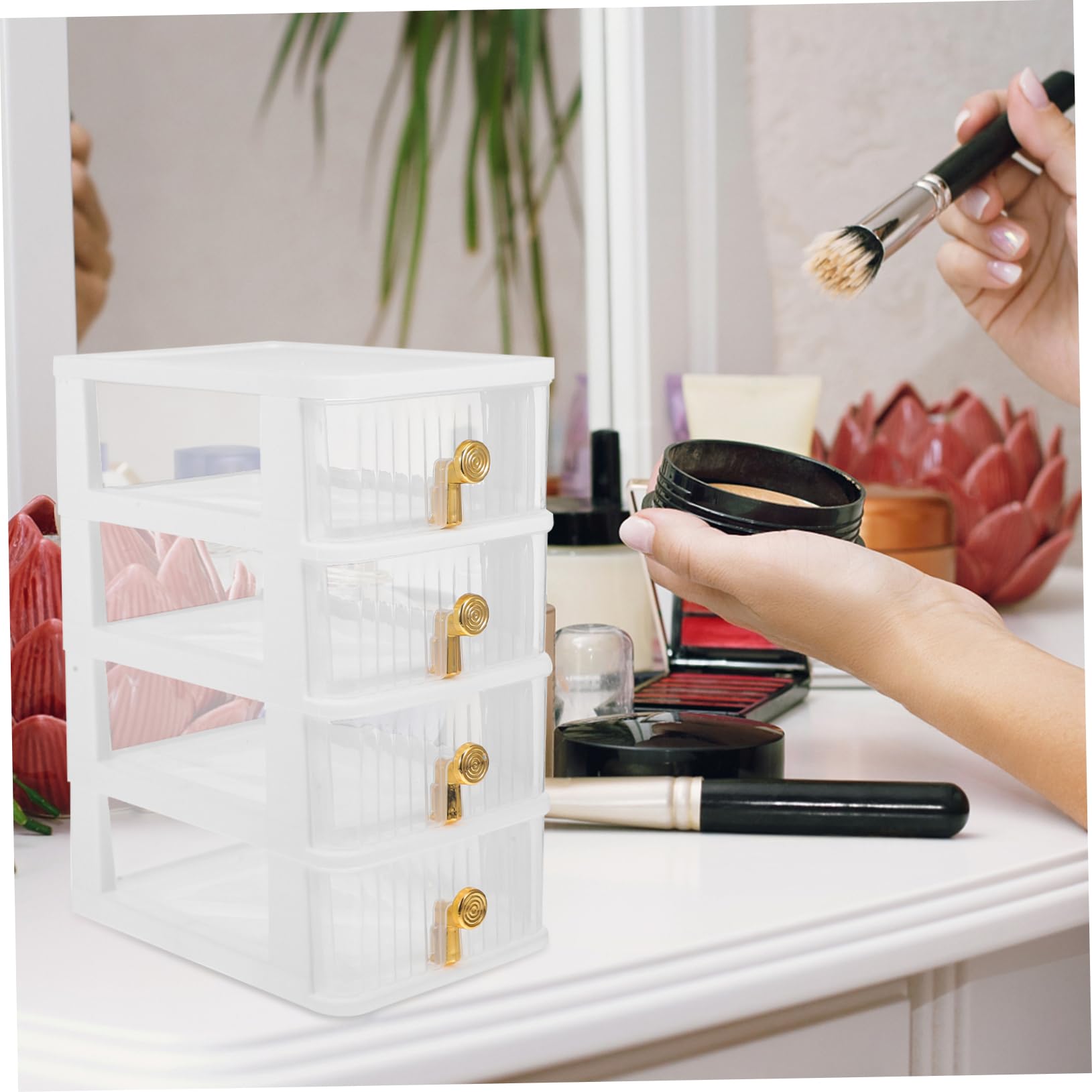 Caja Organizadora De Escritorio Transparente Diseño De Cajón Para Almacenamiento De Cosméticos Materiales De Oficina y Accesorios Medidas Para Mantener El Orden El Hogar y