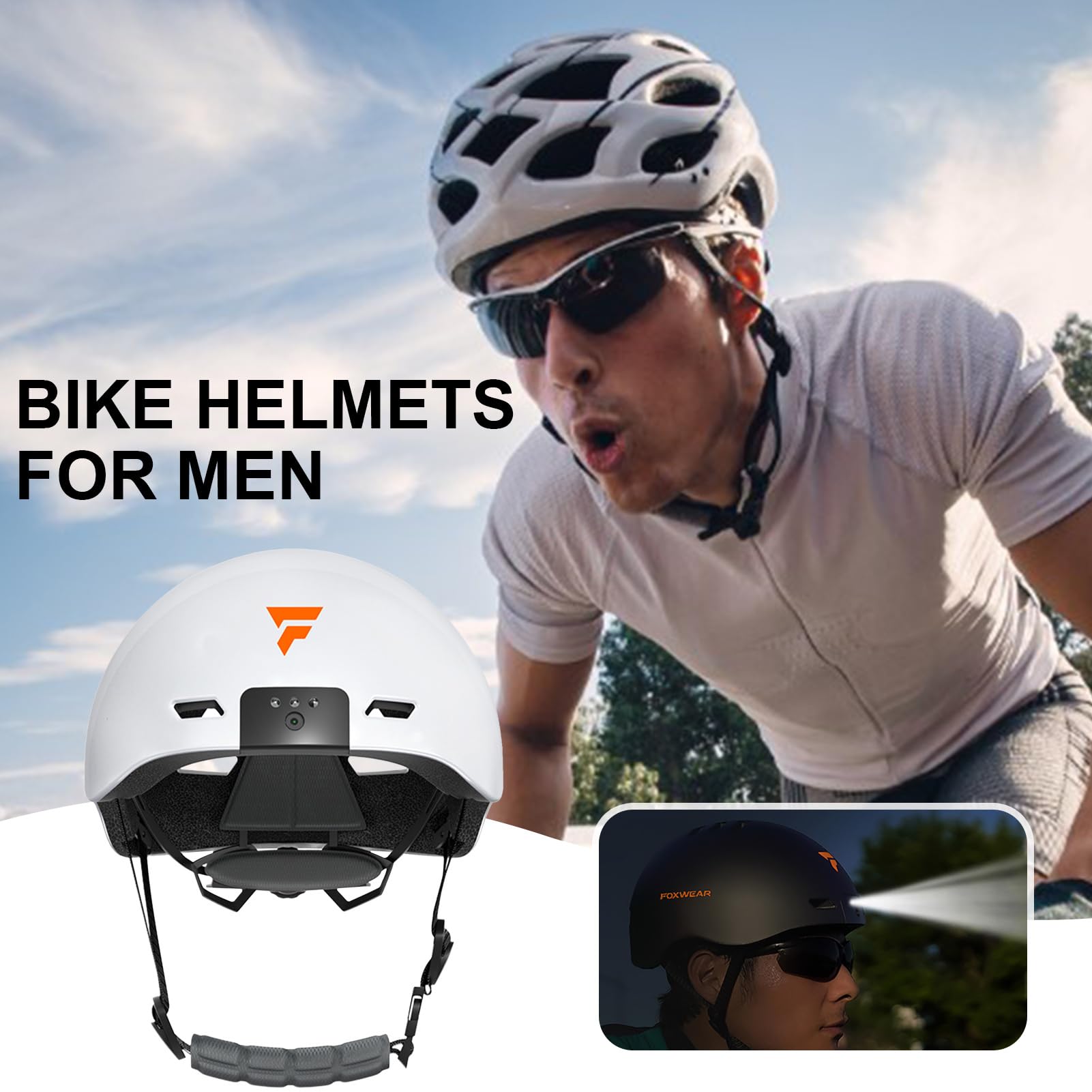Smart Cycle Tnogear, Smart Cycling Headgear Resistencia de Choque Riding | Equipo de ciclismo de protección de la cabeza con luz delantera y trasera para hombres mujeres