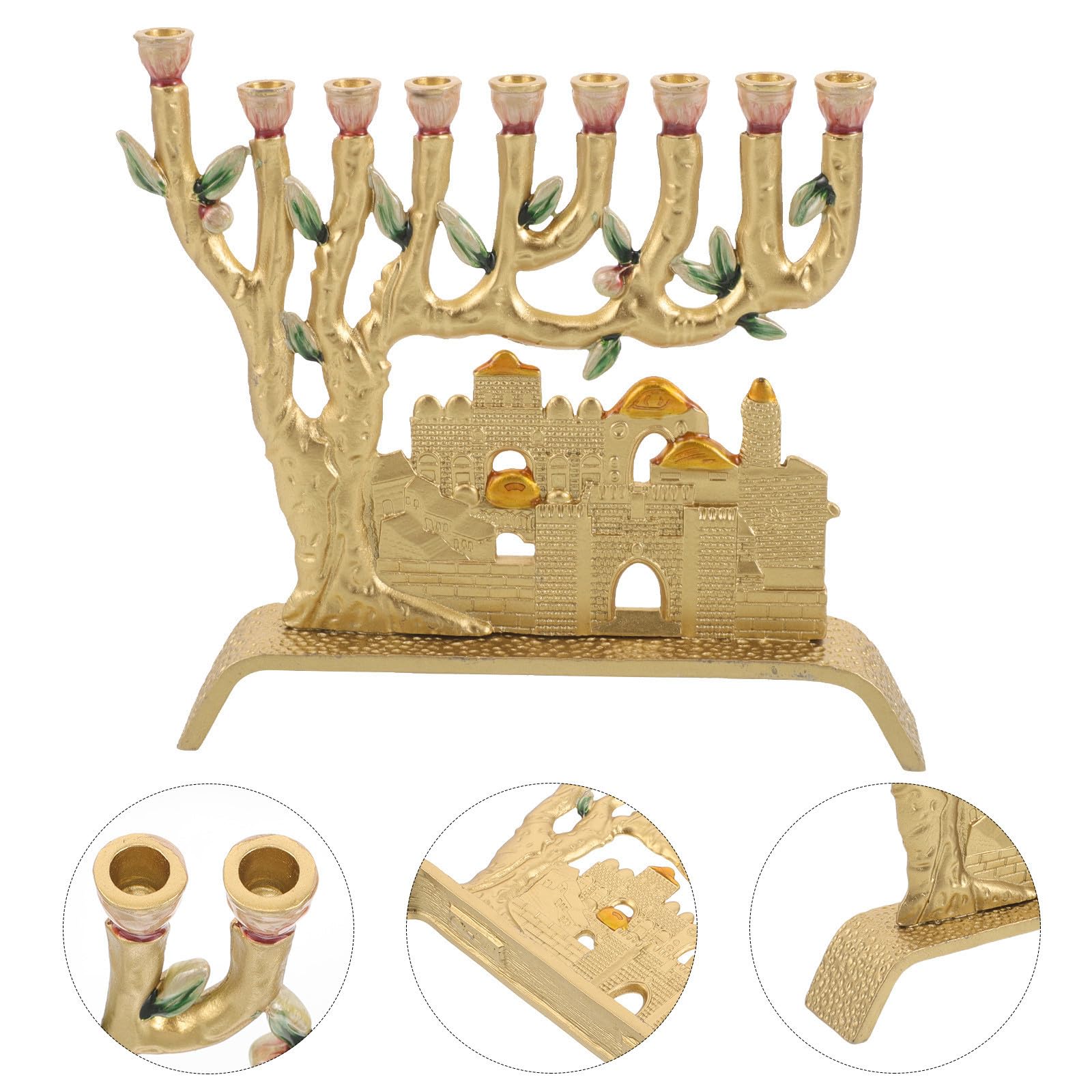 Lega di Alluminio Candelabro Oro Ebraico a Nove Bracci