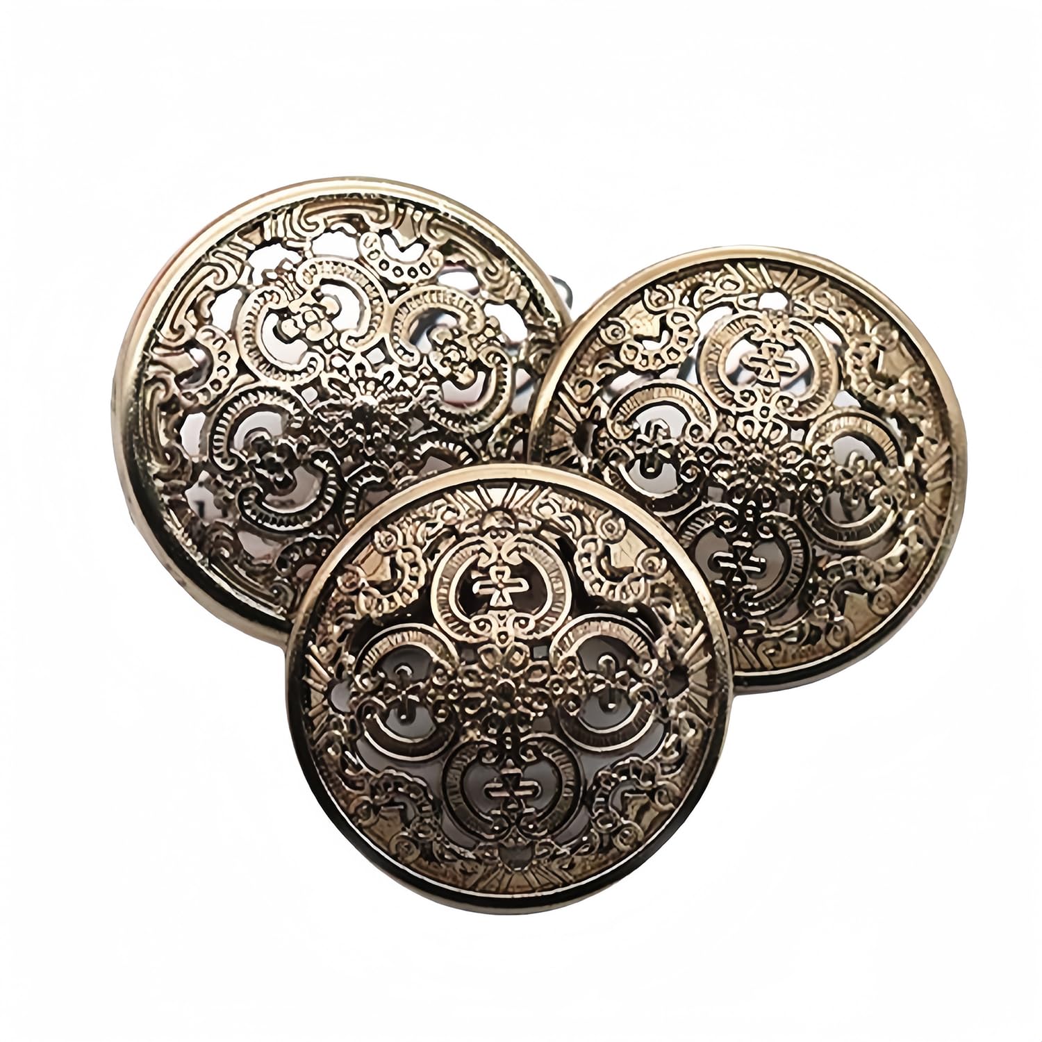 10 Pcs Hollow Metal Button Black Sliver Gold Buttons Round Decorative Button for Clothes Sewing Accessories