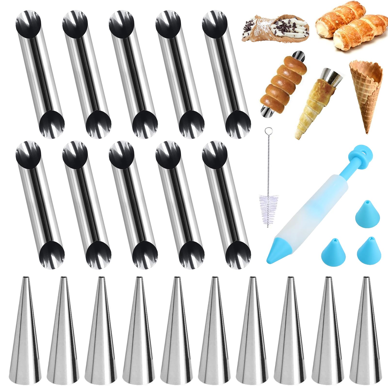 Set 25 Stampi Per Cannoli E Croissant Antiaderenti - Con Spazzola Di Pulizia - Foto 7