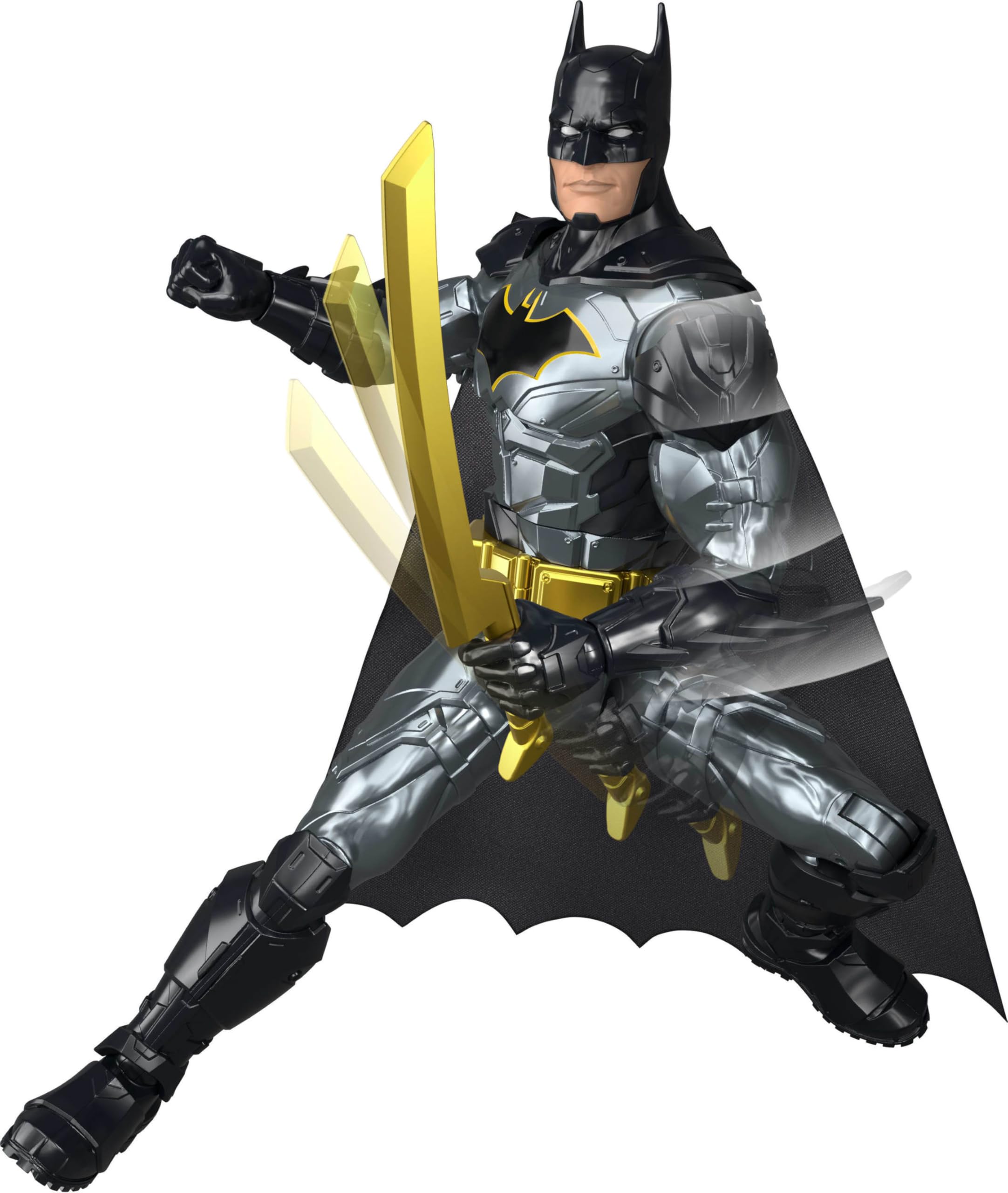 ​Mattel DC 12-Inch Crime Crusher Batman Action Figure, 25 Plus Phrases & Sounds, 16 Points of Articulation, 4 Weapons, JMN71