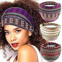 Vista 8 de GORTIN Diademas anchas estilo turbante bohemio, bandas elásticas para el cabello, accesorios para el cabello para mujer, paquete de 3