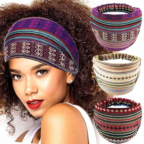 GORTIN Diademas extra anchas elásticas estilo turbante para la cabeza, bandas elásticas para la cabeza, accesorios para el cabello para mujeres y