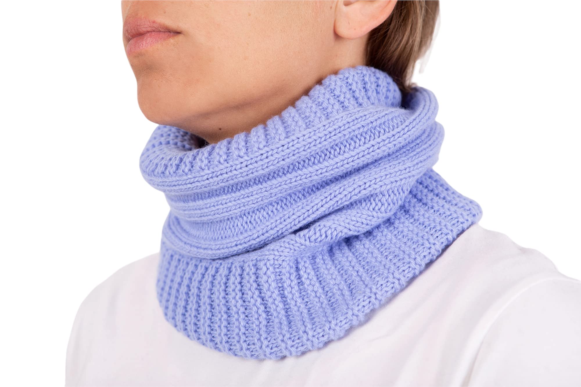 Pashmina - Bufanda Braga de Cuello Mixto de Cachemir para Hombre y Mujer, Fabricada en Italia, Unisex, de Lana Merina, Color Negro, Gris, Blanco y Beige, Lila, Talla Única