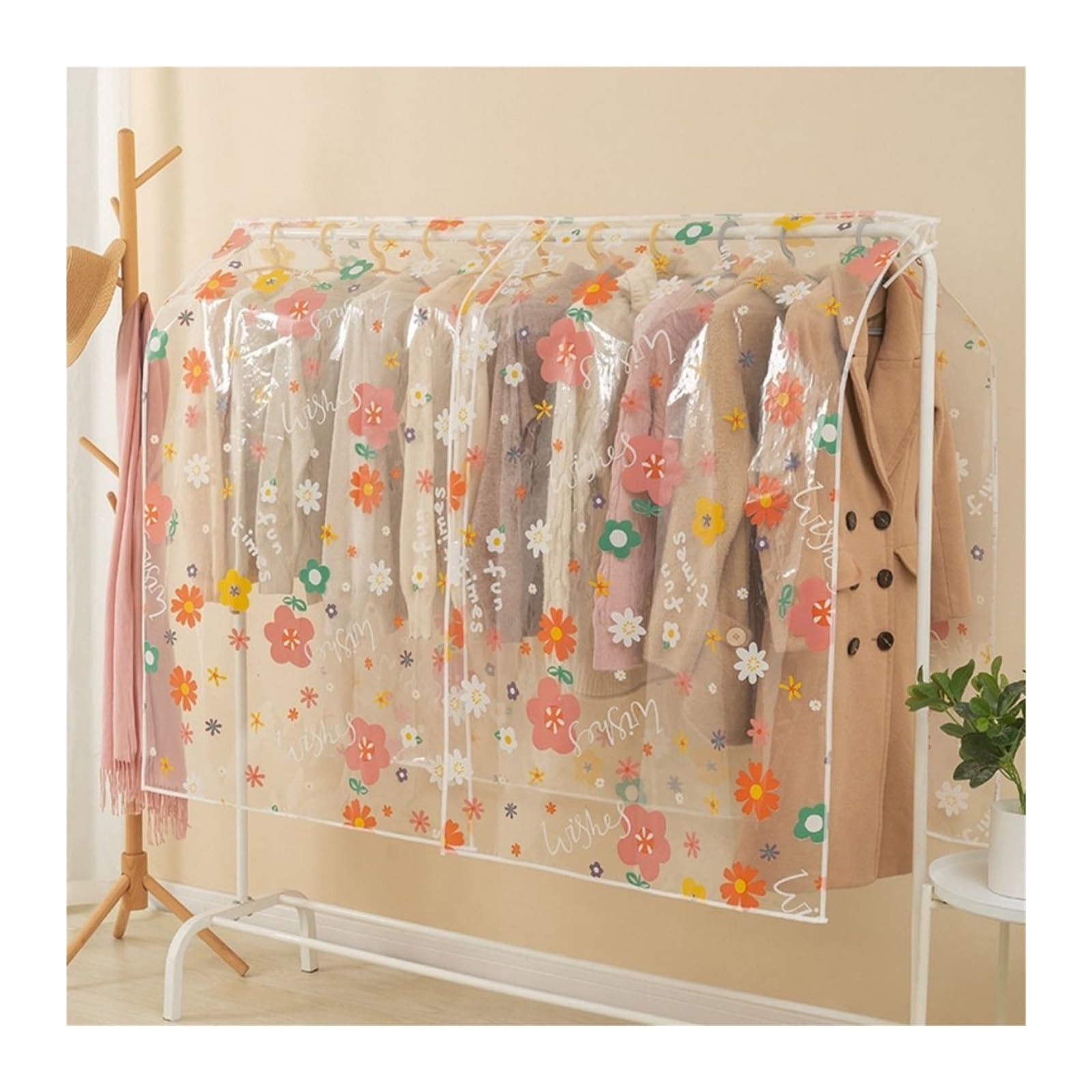 Clothes Rail Cover Thicken Clothes Dust Cover Large Capacity Clothing Hanging Organizer Covers Dustproof Dress Storage Protect(110x120cm)