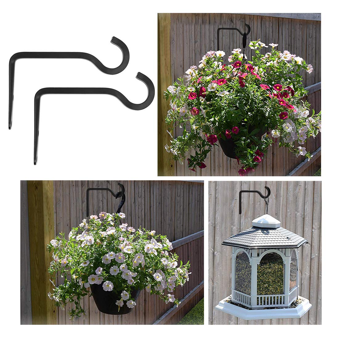 HongKim Metall Haken Für Blumenampeln & Deko – Wandhalterung Bis 13,6 Kg, 27,9 Cm, Schwarz