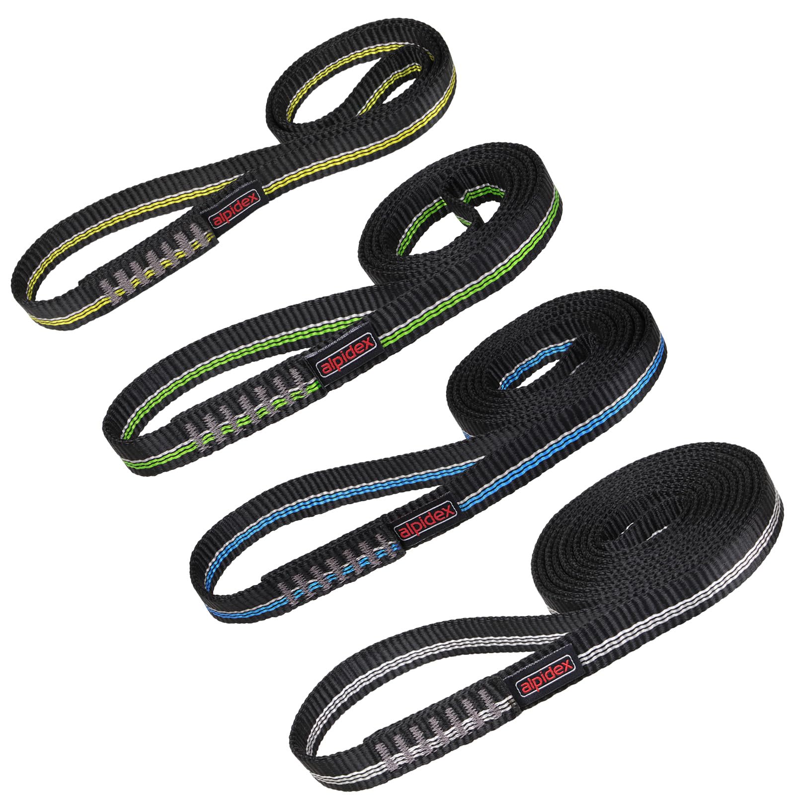 ALPIDEX Eslingas de cinta escalada 40 60 80 120 cm conjunto 4 piezas poliamida