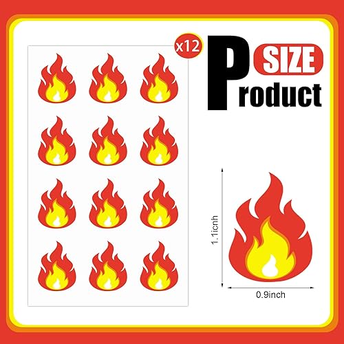 Miniatura 2 de Fulmoon 144 calcomanías de vinilo de fuego, calcomanías impermeables de llama de vinilo para adolescentes, adultos, álbumes de recortes, decoración