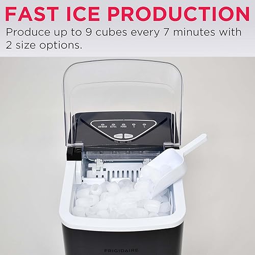 Miniatura 4 de Frigidaire EFIC123-SSBLACK - Máquina de hielo compacta para encimera, 26 libras de hielo por día, acero inoxidable negro
