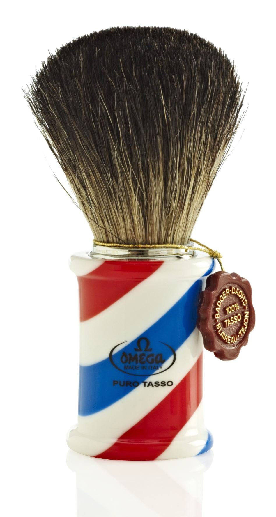 Pędzel do golenia Black Borsuk "Barber Pole" Omega