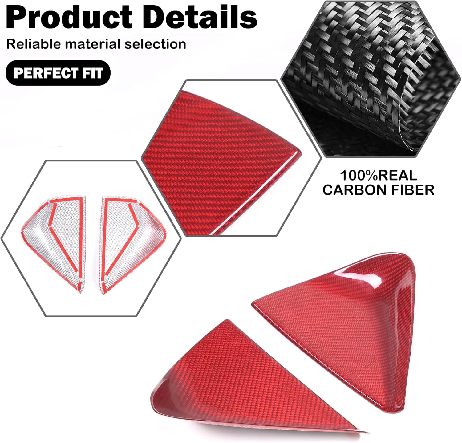 for Corvette C8 Dry Carbon Fiber Inner Door Panel Trim Cover Accessories Compatible with Corvette C8 Stingray 2020-2024 2025 Interior Door Panel Anti-Scratch Trim Protection (Red)