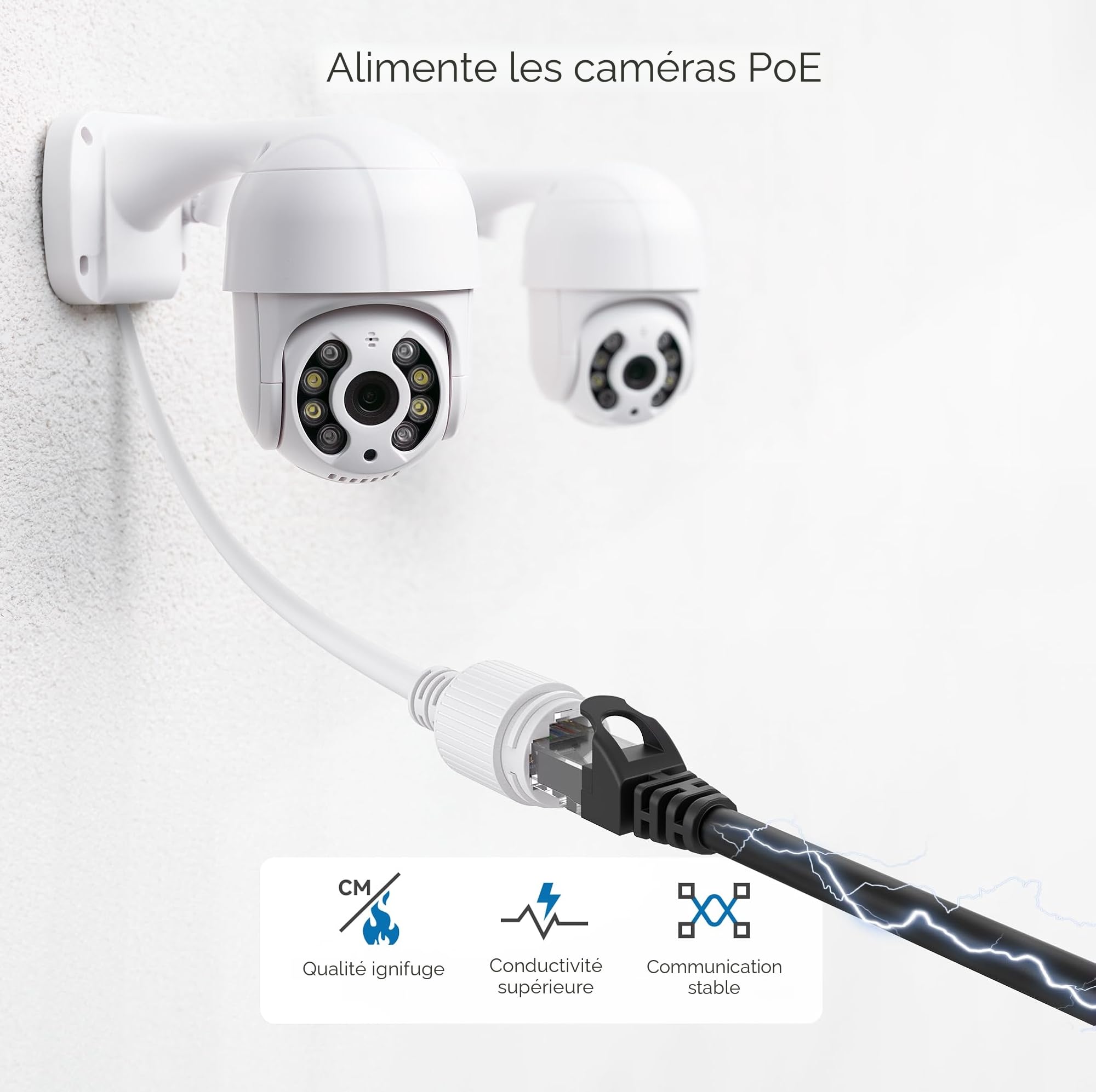 Cable Matters 160001-BLK-10x10 | Cuivre nu 24 AWG, RJ45 plaqué or, PoE++, bande passante 550 MHz, câble Cat6, cordon Ethernet