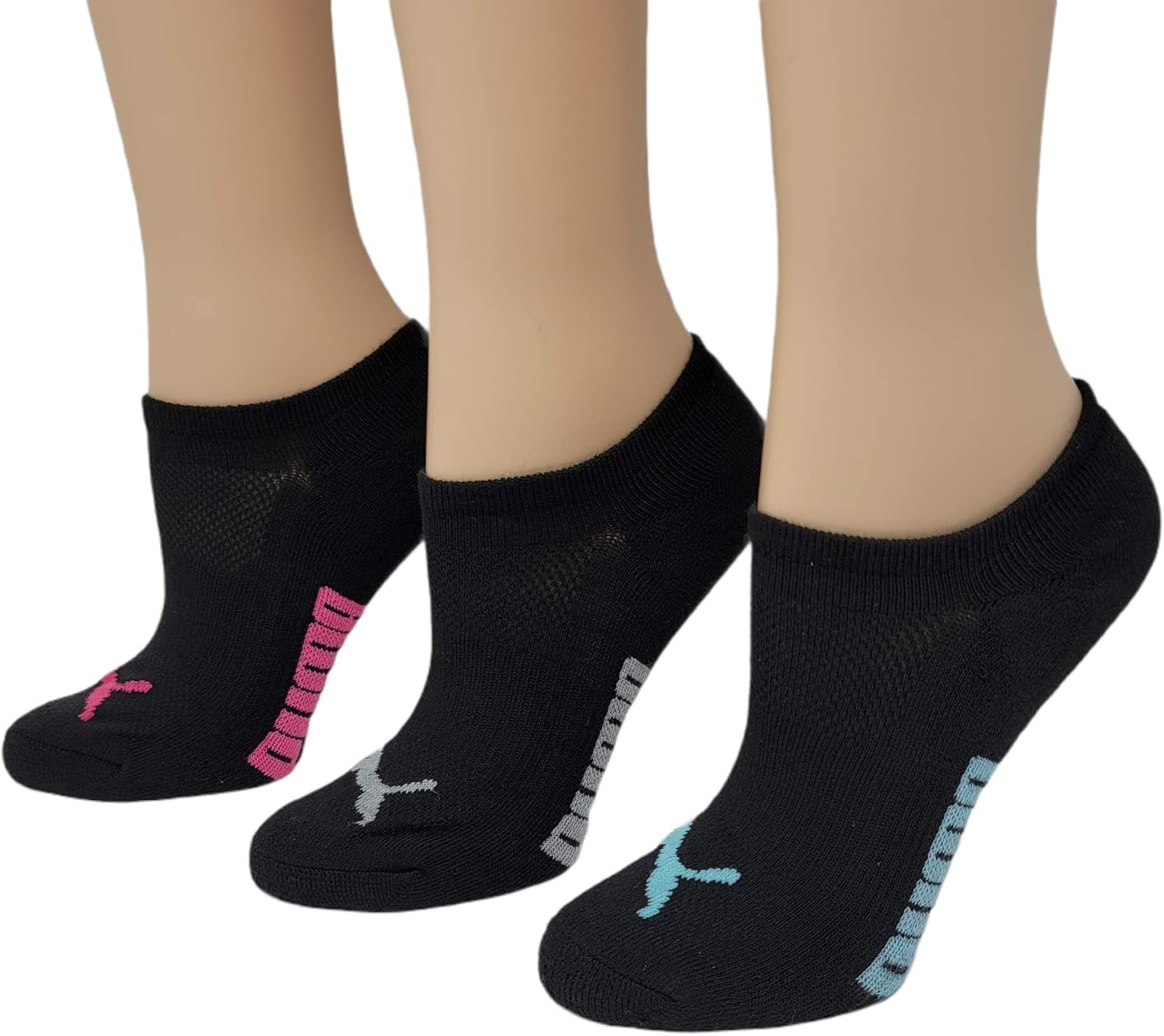 Puma Women's Invisble No Show Athletic Socks Black (pack of 6) - Image 2
