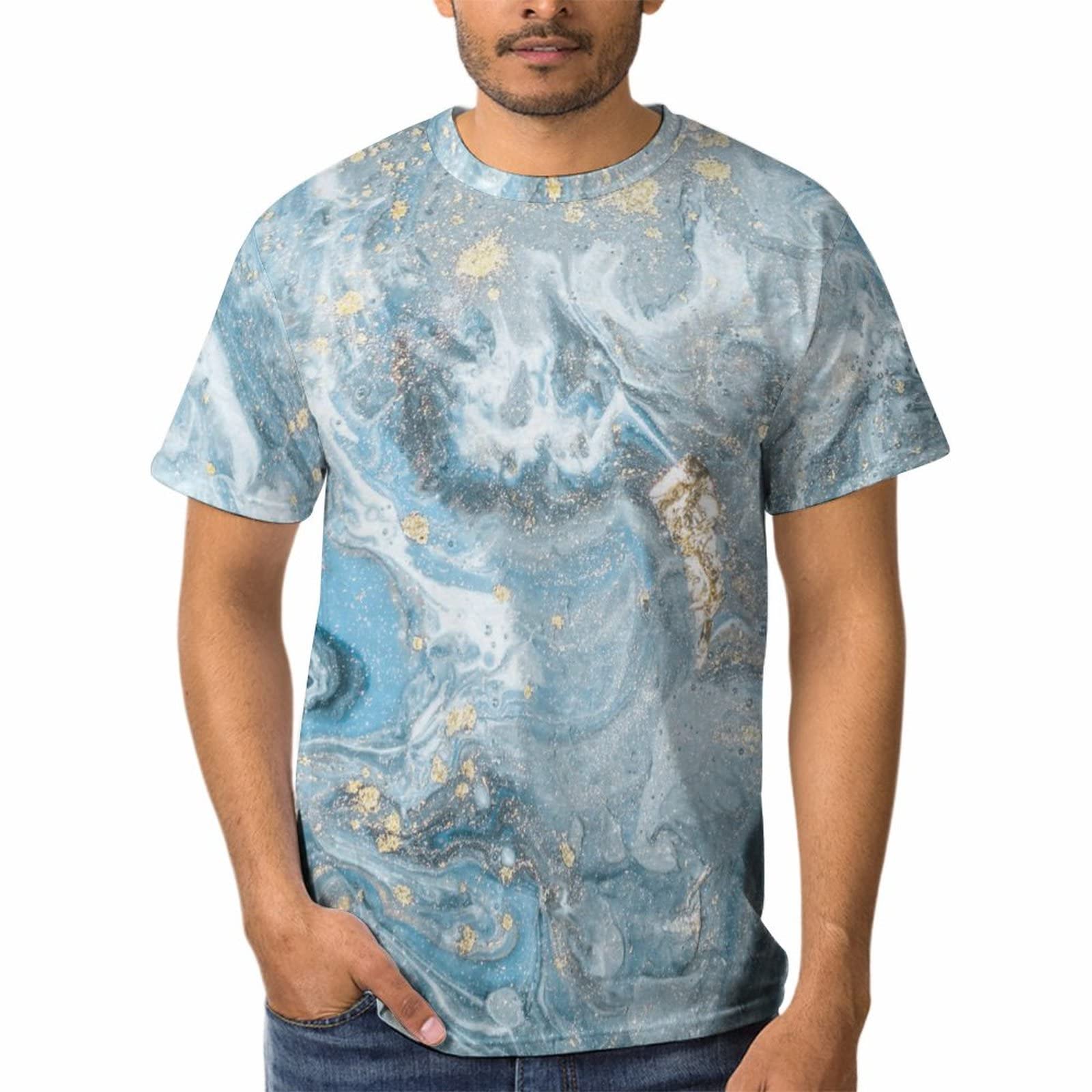 Amazon.co.jp: Tシャツ 大理石柄 マーブル模様 メンズ 半袖 インナー