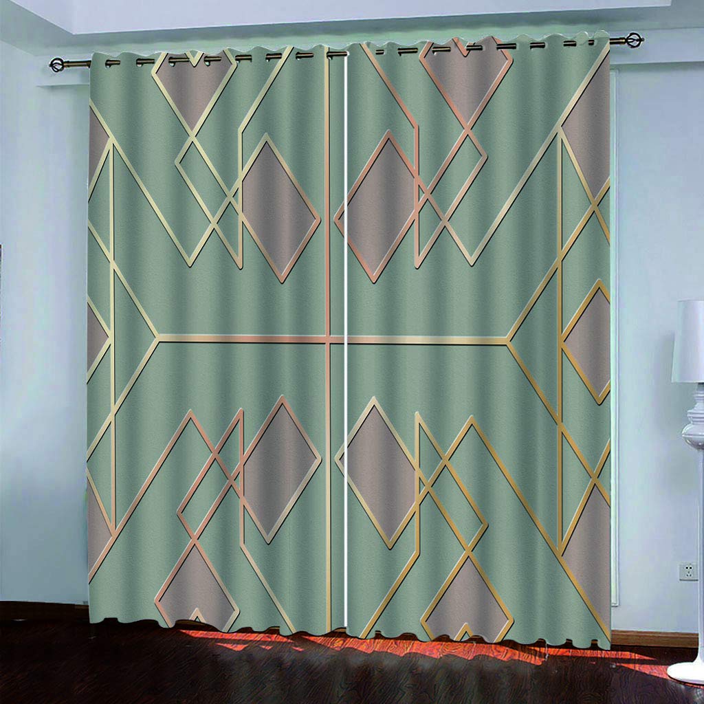 Maynuo Girls Golden Curtains For Bedroom 3D Creative Lines Eyelet Top Curtain For 62X78inch Kids Window Treatments For Home Decoration Thermal